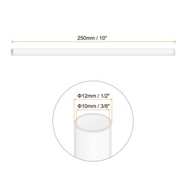 Rebower 10" Clear Plastic Rigid Pipe 10mm x 12mm(3/8" x 1/2") Acrylic Tube Round Polycarbonate Tubing, [for Plumbing, Hydraulics, Aquarium, DIY] - 4Pcs