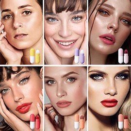 Littryee Lápiz Labial Píldora,6 pintalabios en Forma minipíldora - S Matte Lipstick, S Velvet Lipstick Set Larga duración Prueba, Pill Lipstick para  