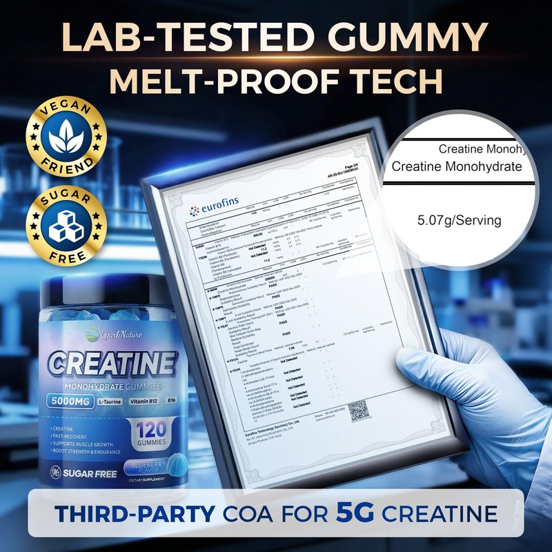 Creatine Monohydrate Gummies Complex 5000MG, 6X Energy & Muscle Support