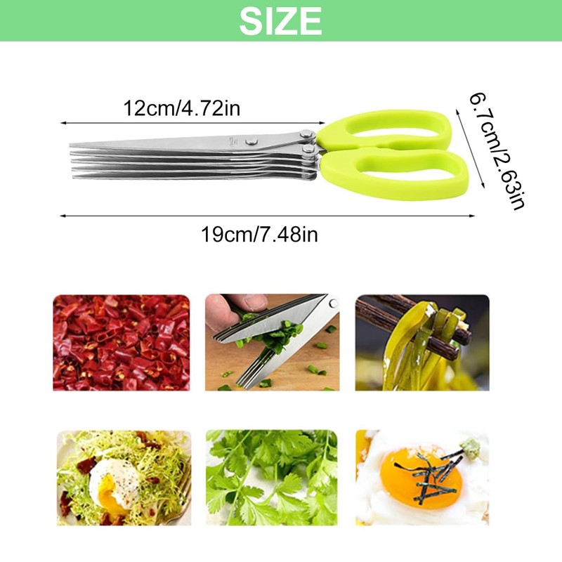 TNSRAY Herb Scissors Green Herb Scissors Stainless Steel Kitchen Scissors