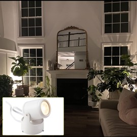 XIHOME Multipurpose Adjustable Flood Light Modern Spot Lighting/Floor Lamps Lights/Night Spotlight LED Single Spotting with 5W 3000K Warm White GU10 Bulbs, 6ft Cable in US Plug with Foot Pedal, White