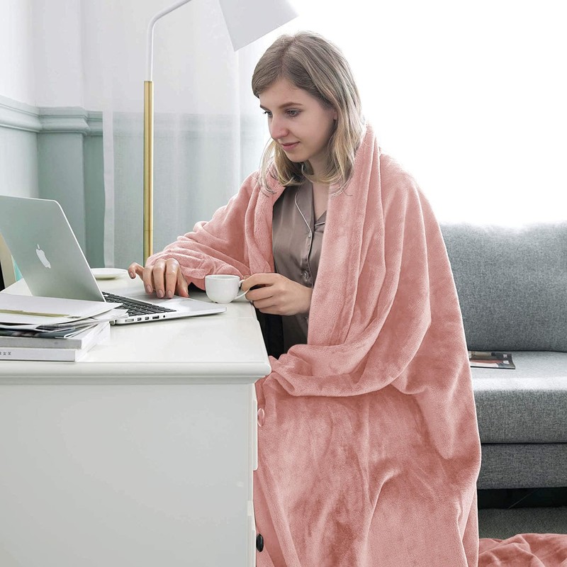 MOONLIGHT20015 Fleece Blanket Throws for Sofas - 400 GSM Pink