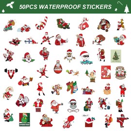 50PCS Christmas Party Stickers for Kids, Xmas Party Stickers Decoration Party Bags Fillers,Kids Stickers for Water Bottle,MacBook,Car,Bumper,Luggage, Laptop,Waterproof Stickers for Boys Girl