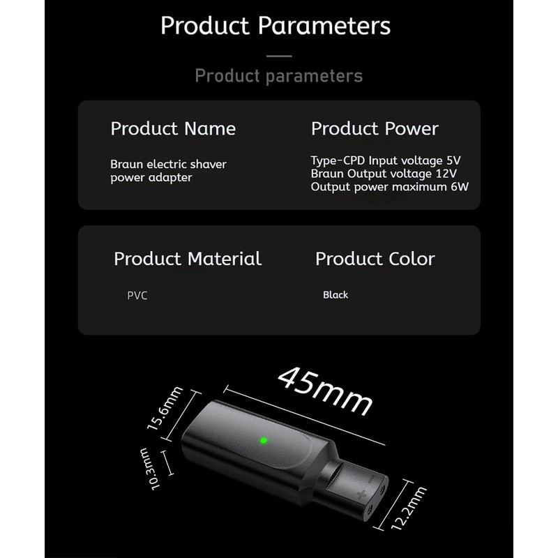 WITRN USB-C to Braun Shaver Charging Adapter, Compatible with Series