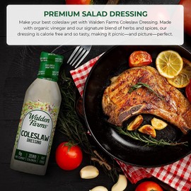 Walden Farms Coleslaw Dressing – Calorie-Free, Gluten-Free, Low Carb, Keto-Friendly, Sugar-Free, Fat-Free, Dairy-Free Creamy Coleslaw Flavor – 12 oz Bottle