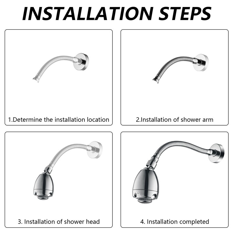 DOUBLUOEG Chrome 11.8 Inches Shower Head with Adjustable Shower Arm,
