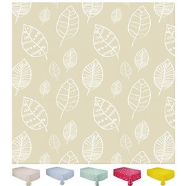 Home Direct Rectangular Oilcloth PVC Wipe Clean Tablecloth Leaves 140cm x 180cm, Beige