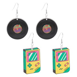 NYGGTYK 2 Paare Von Rekordförmigen Ohrringen, Retro-Ohrringen, Kreativen Ohrringen, Modischen Und Personalisierten Ohrringen, Acrylohrringen