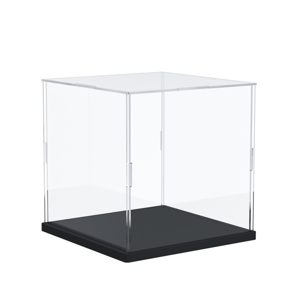 ACRLIE Acrylic Display Case with Black Base,Display Boxes for Collectibles Dustproof Protection Showcase (15x15x15 cm / 5.9x5.9x5.9 inch, Black)