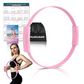 Paleclouds Pilates Ring, 12" Silicone Magic Circle with Training Poster & Portable Bag, Pilates Ring Circle for Inner Thigh Workout, Yoga, Lose Weight & Physical Therapy for Women - Pink