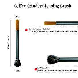 Professional Burr Grinder Brush Coffee Grinder Cleaning Brush Dusting Espresso Brush Tool for Espresso Machine Toaster and Pollen Dual Head Brush with Aluminum Handle Ideal for Baristas and Kitchen