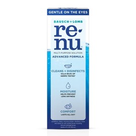 Renu Advanced Formula Multi-Purpose Solution, Disinfecting and Moisturizing Contact Lens Solution for Soft and Silicone Hydrogel Lenses, 4 fl oz (Pack of 2)