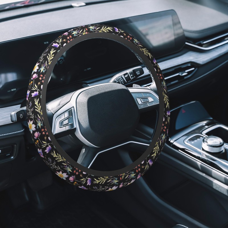 Car Steering Wheel Cover, Steering Wheel Protective Cover Wildflower
