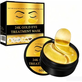 Parches para el contorno de ojos de oro de 24 quilates, 30 pares de almohadillas de hidrogel para ojos con colágeno, ácido hialurónico y regaliz ural, tratamiento antiedad para ojeras, bolsas debajo de los, líneas de expresión, regalos para el cuidado de 