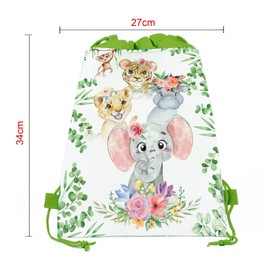 12 Pcs Jungle Animal Drawstring Backpack Set Cartoon Backpack Storage Bags Ideal for Travel, Fitness, and Everyday Use, 1 Design
