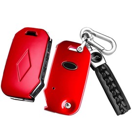 SANRILY 3/4 Button Flip Key Fob Cover for Kia NIRO 2022 K5 Forte Seltos Soul Sportage Sorento Cerato Keyless Remote Key Case Shell with Keychain Red