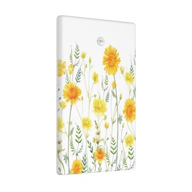 Yellow Wildflower Spring Floral Single Blank Light Switch Cover Decorative Vintage Blossom Country Flower Wall Plates Outlet Electrical Faceplate Receptacle for Bedroom Kitchen Accessories