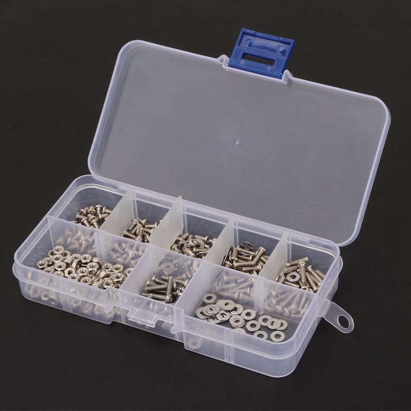 360pcs M2.5 Cross Stainless Steel Screw Bolt Nut Washer Assortment