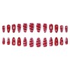24PCS Almond Press on Nails Red Pink Fake Nails with