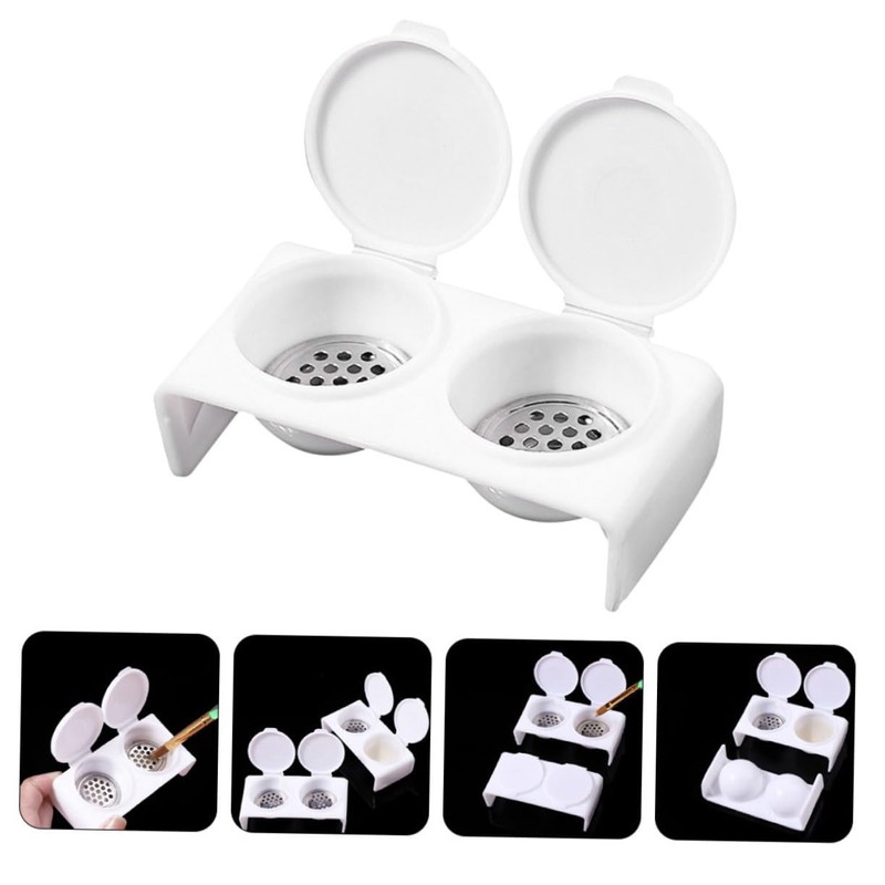 WOONEKY Elegant Nail Cup with Lid 2 Hole Soaking Dish