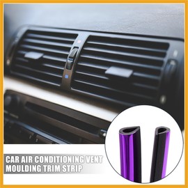 Partuto 10pcs Purple Chrome Car Air Condition Vent Rim Trim Strip Replacement