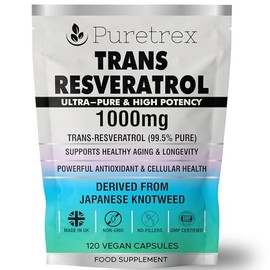 Puretrex Trans Resveratrol, 1000mg, 120 Vegan Capsules, Ultra-Pure Japanese Knotweed Extract, GMP Certified