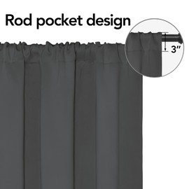 Easy-Going Rod Pocket Blackout Curtains for Bedroom, Room Darkening Window Curtains for Living Room, Thermal Insulated Noise Reduction Solid Window Drapes, 2 Panels(34x84 in, Grey)