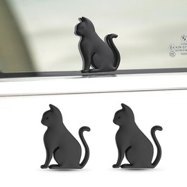 車用エンブレム 2個入り 車用シール 3D 金属製 防水 猫型 パーツ 飾り 取り 車用 デカール 付けが簡単 おしゃれ かわいい (ブラック)