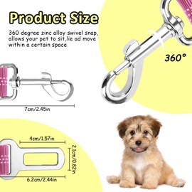 VBGURR Seat Belt Dog Car, Elastic Double Headed Dog Belt Car, Adjustable Dog Seat Belt Car (Pink)