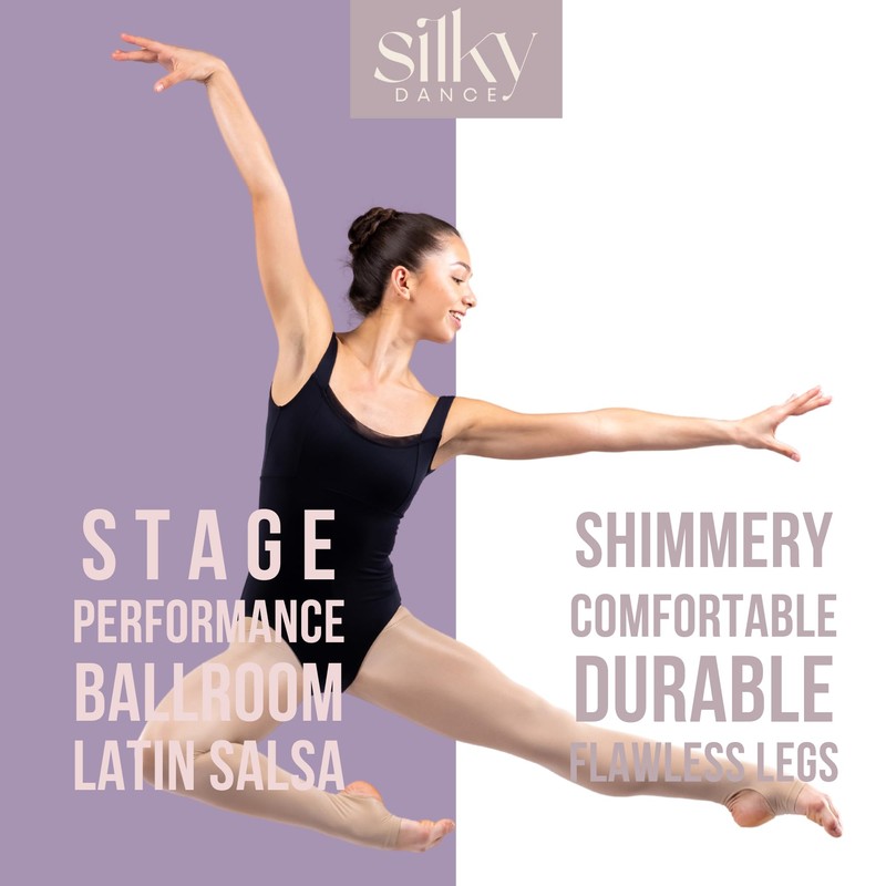 2 Pairs Shimmer Stirrup Dance Tights - Light Toast -