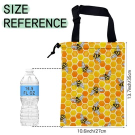 NHNXHWIA Watercolor Bees Car Trash Bag,Honeycombs Hanging Drawstring Car Garbage Bag,Waterproof Canvas Car Back Seat Organizer with Adjustable Buckle,for Vehicles,SUVs,Camping,Road Trips