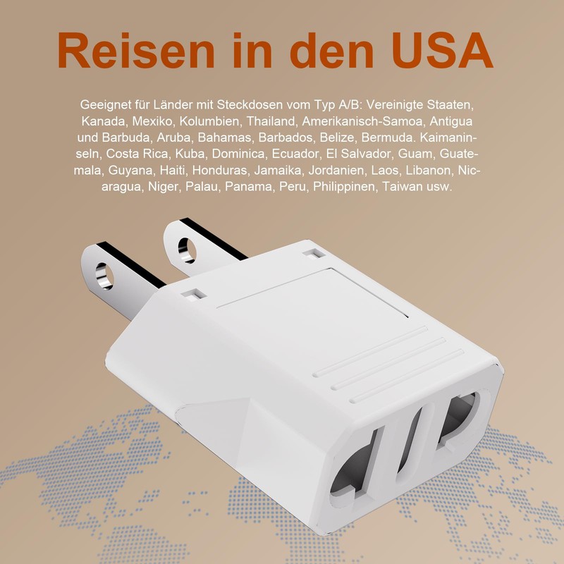 GRIFEMA USA Travel Adaptor 4 Pack 6A 250V