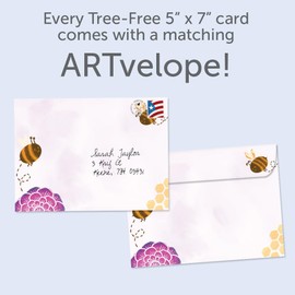 Tree-Free Greetings - Birthday Cards - Artful Designs - 1 Card + Matching Envelope - Made in USA - 100% Recycled Paper - 5"x7" - Honey Bee Day (GO68770)