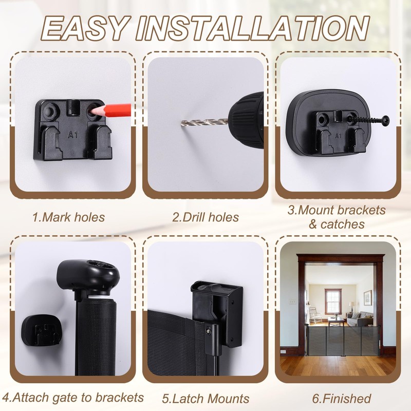Reinforced 71" Wide Retractable Gate with Reinforced Strips,Black