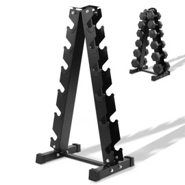 6-Tier Dumbbell Rack Stand for Home Gym - Heavy Duty A-Frame Design Holds 6 Pairs (5-30 lbs), Space-Saving Weight Rack with Anti-Slip Pads & Rubber Protection, Compact Storage (Dumbbells Not Included)