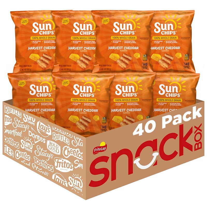 SunChips 100% Whole Grain Chips, Harvest Cheddar, 1 oz Bags,