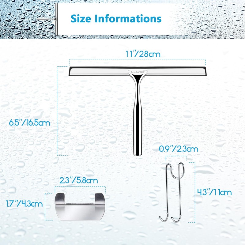 Love-KANKEI Shower Squeegee Window Squeegee with Rubber Lip Includes 1