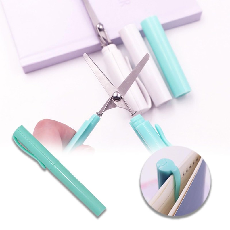 LEEQ Pack of 4 Pocket Scissors - Coloured Scissors, Folding