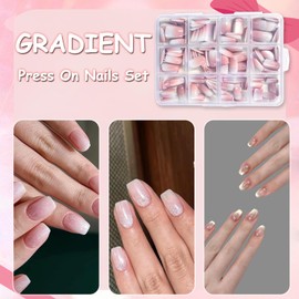 Virellay Pack of 240 False Nails Tips Set - False Nails for Sticking - Cat Eye Fake Nail Set (DMDT16, 240 Pieces)