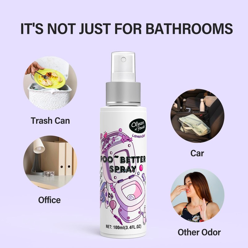 Clean-n-Fresh Toilet Spray for Poop, Lavender 6.8 Fl.Oz, Air Freshener