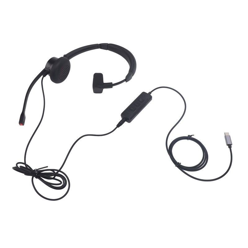 Telephone Headset Noise Canceling Single Ear Comfortable USB C to