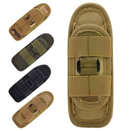 Tactical Flashlight Holster Pouch 360 Degree Rotation Nylon Fits On Tactical Military Police Security Duty Belt(TAN)