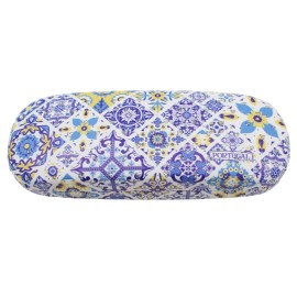 Artypereiras Portuguese Tile Azulejo Pattern Eyeglass Case - Vibrant Design with Cloth