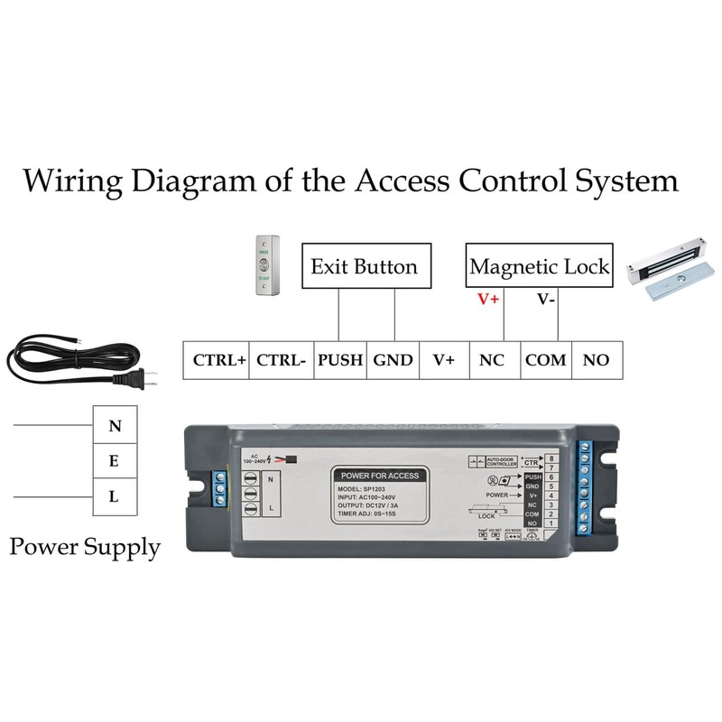 Smart Door Access Control System 600lbs Magnetic Lock Kit with