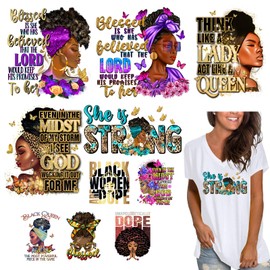10 Sheets Black Girls Iron On Transfer Patches Heat Press Decals for Clothing T-Shirt Afro Women Heat Transfers Vinyl Sticker Washable Design Iron On Patch Decoration Applique