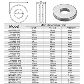 sourcing map AXK0821 Axial Needle Bearing with Washers 8mm Bore 21mm Outer Diameter 2mm Width 20pcs