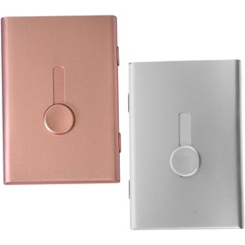 2 Piezas Porta Tarjetas De Negocios MetáLico Deslizante Estuche Compacto Para Tarjetas De PresentacióN De CréDito E IdentificacióN Ideal Para Oficina Y Eventos Empresariales