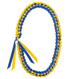 GHGMAO 6PCS Graduation Leis, Graduation lei Necklace for Class of 2025, Blue Gold Braided Ribbon Leis for Grad Student, Parties Decorations