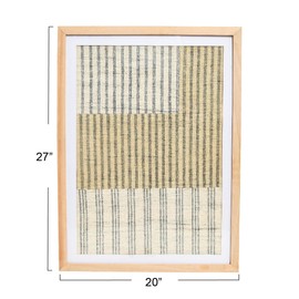Creative Co-Op Boho Handwoven Cotton Wall Art with Wood Frame and Plastic Cover, Natural