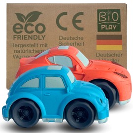 BIOPLAY® Play Car Set of 2 | Organic Plastic | Sustainable Toy from 1 Year for Boys and Girls | Indoor and Outdoor | Racing Car | Cult Car